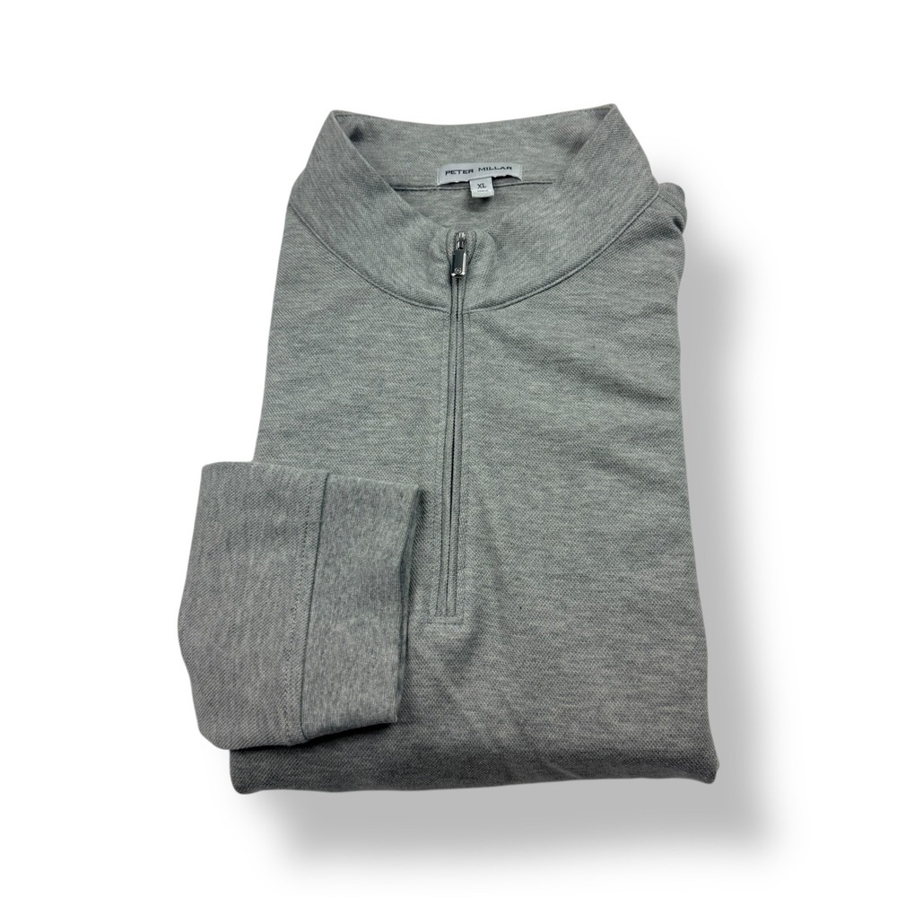 Peter Millar Mens Gray 1/4 Zip Pullover Sweatshirt Size XL Cotton Modal Blend